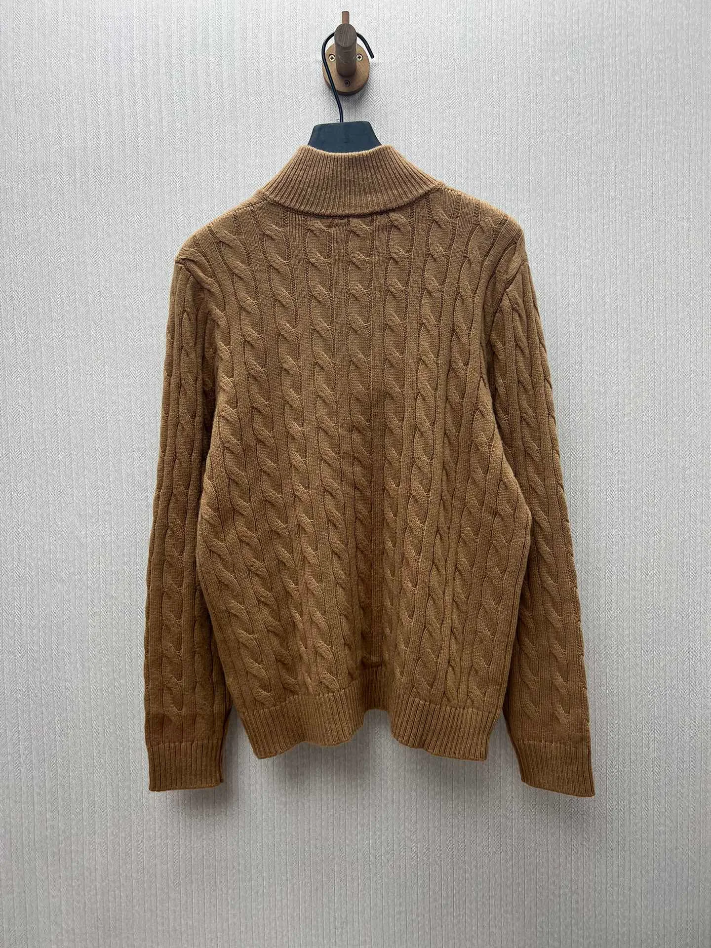 🅿️530 Polo 25ss new solid color pony embroidered long-sleeved sweater, men's khaki, code number: S.M.L.XL.